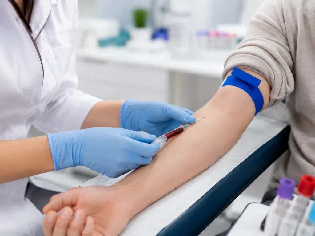 woman undergo blood works